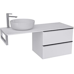 CERANO Koupelnová skříňka Velora bílá matná, úchytka černá + deska z lit. mramoru Elanys 12 mm + konzole chrom 140x54, 2x46, 5 CER-679369 obraz