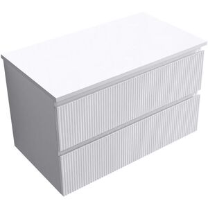 CERANO Koupelnová skříňka Carole bílá matná rýhovaná + deska z lit. mramoru Elanys 12 mm bílá matná 80x49, 2x46 CER-718996 obraz