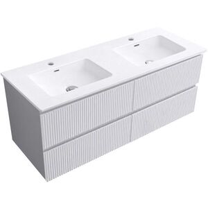 CERANO Koupelnová skříňka Carole bílá matná rýhovaná + keramické dvojumyvadlo Novo bílá lesklá 121x49, 5x46, 5 CER-720317 obraz