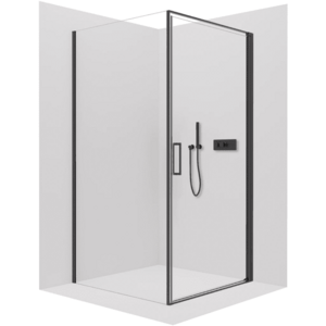 CERANO Sprchový kout Porte L/P 8 mm černá matná, transparentní sklo 100x70x195 otočný CER-413585 obraz