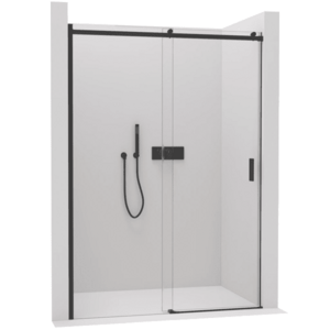 CERANO Sprchové posuvné dveře Santoro L/P 6 mm černá matná, transparentní sklo 140x195 CER-429742 obraz