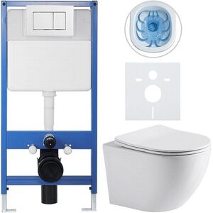 CERANO Kompletní WC set Profi/Cesso bílá lesklá WC tlačítko Classic/Bílá předstěnová instalace 49x36 CER-481720 obraz