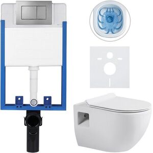 CERANO Kompletní WC set Profi/Dure bílá lesklá WC tlačítko Classic/Tmavě šedá pro zazdění 51x35 CER-583355 obraz