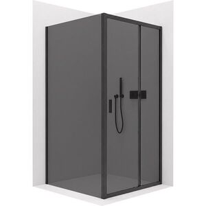 CERANO Sprchový kout Varone LINE L/P 6 mm černá matná, grafitové sklo 90x70x195 posuvný CER-8050BD7232 obraz