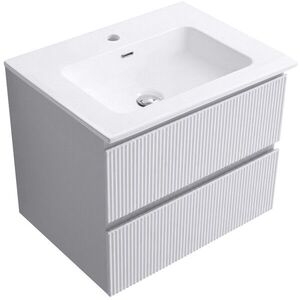 CERANO Koupelnová skříňka Carole bílá matná rýhovaná + keramické umyvadlo Novo bílá lesklá 61x49, 5x46, 5 CER-748125 obraz