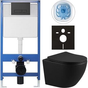 CERANO Kompletní WC set Profi/Cesso černá matná WC tlačítko Slim/Černá matná předstěnová instalace 49x36 CER-8050BD49 obraz
