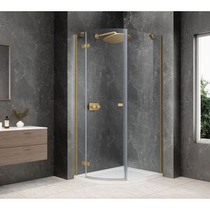 POLYSAN GLOBE GOLD MATT čtvrtkruhový sprchový kout 900x1000, čiré sklo, levé GB2910LG obraz