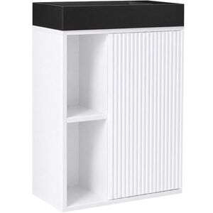CERANO Umyvadlová skříňka pro WC Sofia bílá matná + umyvadlo z lit. mramoru Sofia černá matná 50x70x25 CER-455058 obraz