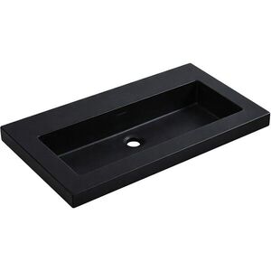 CERANO Umyvadlo z litého mramoru Ovo s přepadem černá matná 70, 5x46, 5 CER-667826 obraz