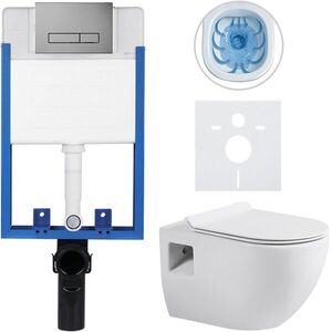 CERANO Kompletní WC set Profi/Dure bílá lesklá WC tlačítko Slim/Tmavě šedá pro zazdění 51x35 CER-751441 obraz