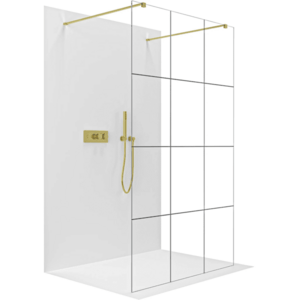 CERANO Sprchová zástěna Walk-in Onyx Duo L/P 8 mm hranatá vzpěra zlatá, industriální sklo 160x200 CER-8050BD1844 obraz
