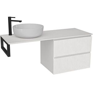 CERANO Koupelnová skříňka Carole bílá matná rýhovaná + deska z lit. mramoru Elanys 12 mm + konzole černá 120x49, 2x46 CER-600164 obraz