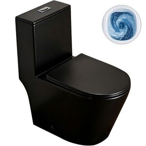 CERANO WC kombi Marmo, Double Vortex vírové splachování + Slim/SoftClose sedátko spodní/zadní odpad černá matná 70x36 CER-680361 obraz