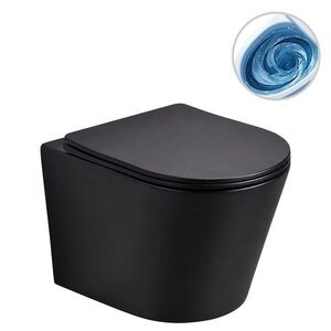 CERANO WC závěsné Hugo, Vortex vírové splachování + Slim/SoftClose sedátko černá matná 53x36 CER-680364 obraz