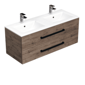 Koupelnová skříňka s černou úchytkou a umyvadlem SAT Cube Way 120x53x46 cm dub Wellington mat CUBE46C1202DWMOD CUBE46C1202DWMOD obraz