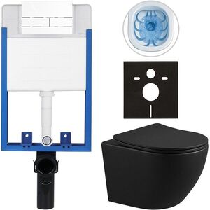 CERANO Kompletní WC set Profi/Cesso černá matná WC tlačítko Line/Bílá pro zazdění 49x36 CER-8050BD84262 obraz