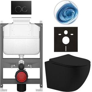 CERANO Kompletní WC set Basic/Cesso černá matná WC tlačítko Dualo/Černá ovládání shora předstěnová instalace 49x36 CER-8050BD86200 obraz