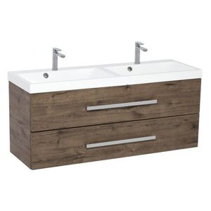 Koupelnová skříňka s dvojumyvadlem SAT Cube Way 120x40 cm dub wellington CUBE2120ZDW CUBE2120ZDW obraz