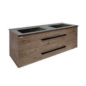 Koupelnová skříňka s černou úchytkou a umyvadlem SAT Cube Way 120x53x46 cm dub Wellington mat CUBE46C1202DWMODC CUBE46C1202DWMODC obraz