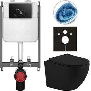 CERANO Kompletní WC set Basic/Cesso černá matná WC tlačítko Dualo/Černá pro zazdění 49x36 CER-8050BD86201 obraz