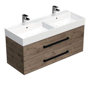 Koupelnová skříňka s černou úchytkou a umyvadlem SAT Cube Way 120x53x46 cm dub Wellington mat CUBE46C1202DWSAT CUBE46C1202DWSAT obraz
