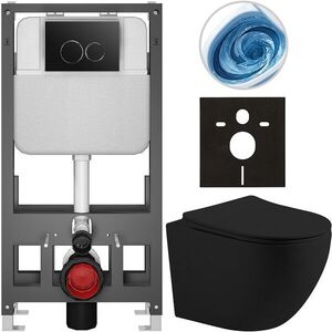 CERANO Kompletní WC set Basic/Cesso černá matná WC tlačítko Dualo/Černá volně stojící předstěnová instalace 49x36 CER-8050BD86202 obraz