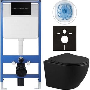 CERANO Kompletní WC set Profi/Cesso černá matná WC tlačítko Line/Černá lesklá předstěnová instalace 49x36 CER-8050BD84265 obraz