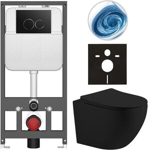 CERANO Kompletní WC set Basic/Cesso černá matná WC tlačítko Dualo/Černá závěsné předstěnová instalace 49x36 CER-8050BD86203 obraz