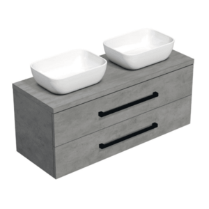 Koupelnová skříňka s černou úchytkou a krycí deskou SAT Cube Way 120x53x46 cm beton mat CUBE46C1203BESAT45 CUBE46C1203BESAT45 obraz