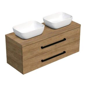 Koupelnová skříňka s černou úchytkou a krycí deskou SAT Cube Way 120x47, 5x46 cm dub Hickory mat CUBE46C1203DH45 CUBE46C1203DH45 obraz