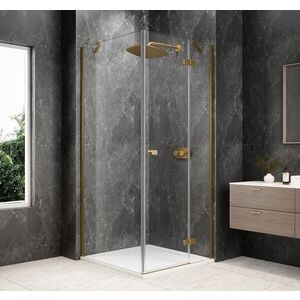 POLYSAN GLOBE GOLD MATT čtvercový sprchový kout 900x900, čiré sklo, pravé GB1090-3315RG obraz