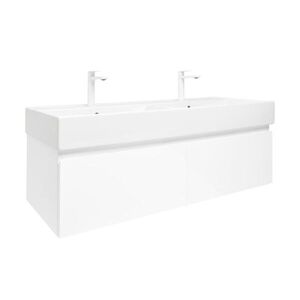 Koupelnová skříňka s umyvadlem SAT B-WAY 119x30x45 cm bílá lesk BWAY120WU2BB BWAY120WU2BB obraz