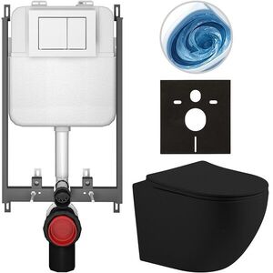 CERANO Kompletní WC set Basic/Cesso černá matná WC tlačítko Maxio/Bílá pro zazdění 49x36 CER-8050BD86211 obraz