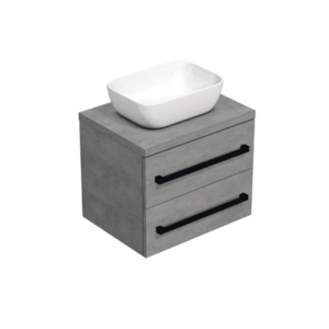 Koupelnová skříňka s černou úchytkou a krycí deskou SAT Cube Way 60x47, 5x46 cm beton mat CUBE46C1603BE45 CUBE46C1603BE45 obraz