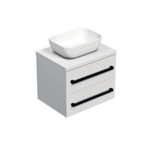 Koupelnová skříňka s černou úchytkou a krycí deskou SAT Cube Way 60x47, 5x46 cm bílá lesk CUBE46C1603BI45 CUBE46C1603BI45 obraz