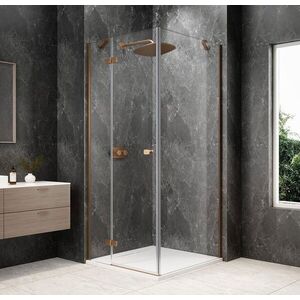 POLYSAN GLOBE COPPER MATT čtvercový sprchový kout 900x900, čiré sklo, levé GB1090-3315LPG obraz