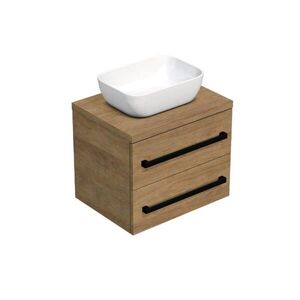 Koupelnová skříňka s černou úchytkou a krycí deskou SAT Cube Way 60x47, 5x46 cm dub Hickory mat CUBE46C1603DH45 CUBE46C1603DH45 obraz