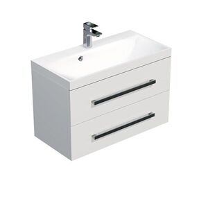 Koupelnová skříňka s umyvadlem SAT Cube Way 80x40 cm bílá lesk CUBE280ZBL CUBE280ZBL obraz