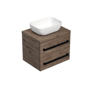 Koupelnová skříňka s černou úchytkou a krycí deskou SAT Cube Way 60x47, 5x46 cm dub Wellington mat CUBE46C1603DW45 CUBE46C1603DW45 obraz