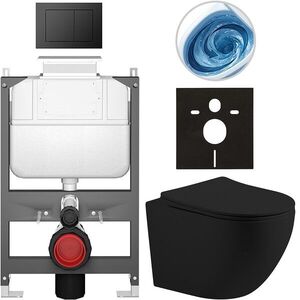 CERANO Kompletní WC set Basic/Cesso černá matná WC tlačítko Maxio/Černá ovládání shora předstěnová instalace 49x36 CER-8050BD86215 obraz