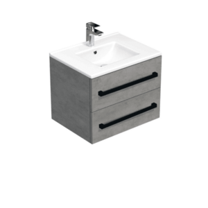 Koupelnová skříňka s černou úchytkou a umyvadlem SAT Cube Way 60x53x46 cm beton mat CUBE46C602BEMOD CUBE46C602BEMOD obraz