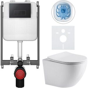 CERANO Kompletní WC set Basic/Cesso bílá lesklá WC tlačítko Modulo/Černá pro zazdění 49x36 CER-8050BD85961 obraz