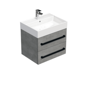 Koupelnová skříňka s černou úchytkou a umyvadlem SAT Cube Way 60x47, 5x46 cm beton mat CUBE46C602BESAT CUBE46C602BESAT obraz