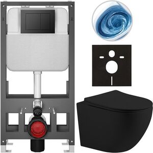 CERANO Kompletní WC set Basic/Cesso černá matná WC tlačítko Maxio/Černá volně stojící předstěnová instalace 49x36 CER-8050BD86217 obraz