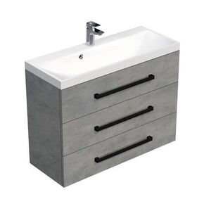 Koupelnová skříňka s černou úchytkou a umyvadlem SAT Cube Way 100x76, 5x40 cm beton mat CUBE2C1003BE CUBE2C1003BE obraz