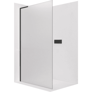 CERANO Sprchová zástěna Walk-in Onyx L-levá vzpěra 8 mm černá matná, mléčné sklo 100x200 CER-8050BD756 obraz