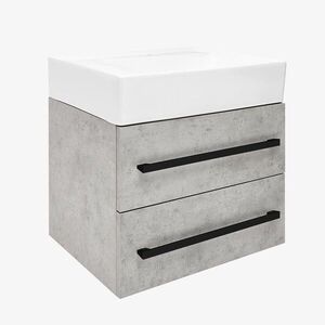 Koupelnová skříňka s umyvadlem a černou úchytkou SAT Cube Way 60x53x46 cm beton mat CUBE46C602BESATCWL CUBE46C602BESATCWL obraz