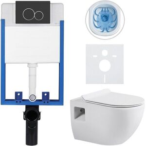 CERANO Kompletní WC set Profi/Dure bílá lesklá WC tlačítko Duo/Černá matná pro zazdění 51x35 CER-8050BD84280 obraz