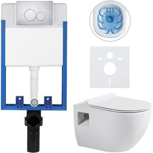 CERANO Kompletní WC set Profi/Dure bílá lesklá WC tlačítko Duo/Chrom pro zazdění 51x35 CER-8050BD84282 obraz
