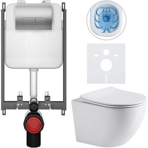 CERANO Kompletní WC set Basic/Cesso bílá lesklá WC tlačítko Modulo/Stříbrná pro zazdění 49x36 CER-8050BD85966 obraz